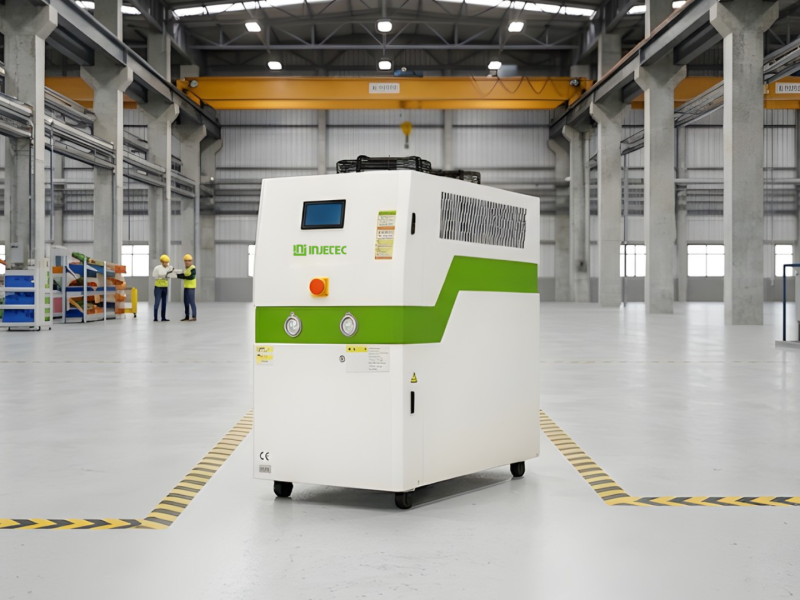 Periféricos para injetoras Injetec a pronta entrega: alimentadores, chillers e robôs